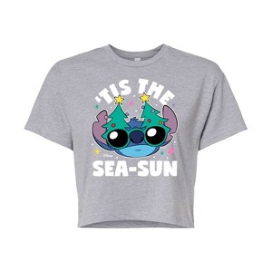 Women's - Lilo and Stitch - Tis the Sea-Sun Christmas Cropped Graphic T-Shirt - 1 of 4