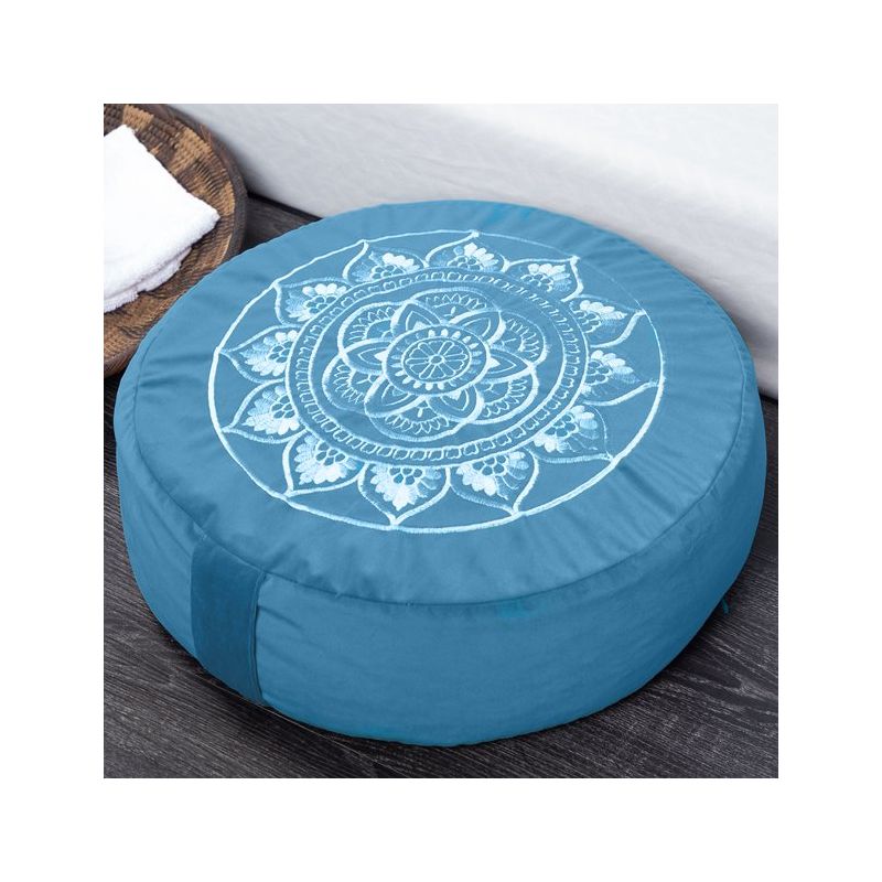 Florensi Round Meditation Cushion, Removable & Washable Velvet Cover, 100% Buckwheat Fill, 2 of 6