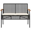 vidaXL Patio Bench with Cushion Black Poly Rattan Acacia Wood - 4 of 4
