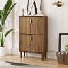 KWPZQEB Shoe Cabinet with 2 Flip Drawers, Hidden Wood Shoe Cabinet, Freestanding Shoe Storage Cabinet for Entryway Hallway, Brown - 2 of 4