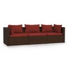 vidaXL Wicker Patio Furniture 3 Piece with Cushions Brown Poly Rattan - 2 of 4