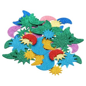 Unique Bargains Sun Moon Self-Adhesive Glitters Home Decor Card DIY Foam Stickers - 1 of 4