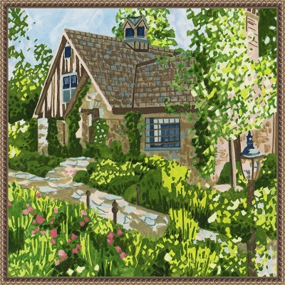 Melissa Wang Bronze Framed Cottage Garden Canvas Print