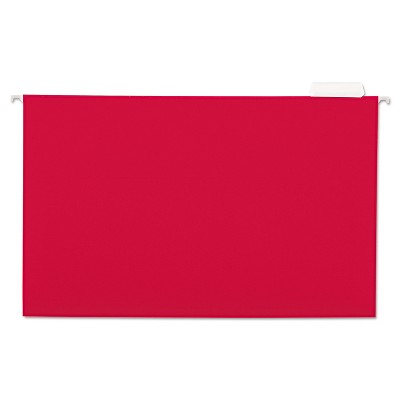 UNIVERSAL Hanging File Folders 1/5 Tab 11 Point Stock Legal Red 25/Box 14218