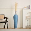 ORRD 39" Artificial Rattan Floor Vase with Brushed Gold Finish, Two-Tone Brown PVC Vase for Farmhouse Decor - 2 of 4