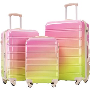 3 Piece Hardshell Luggage Sets, Expandable Suitcase with Spinner Wheels and TSA Lock, in Gradient Color, 20"+24"+28"--ModernLuxe - 1 of 4