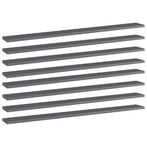 vidaXL Bookshelf Boards 8 pcs High Gloss Gray 39.4 in.x3.9 in.x0.6 in. Engineered Wood - 1 of 4