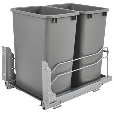 Rev-A-Shelf Double Pull-Out Trash Can for Under Kitchen Cabinets 35 Quart 8.75 Gallon with Soft-Close Slides