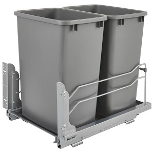 Rev-A-Shelf Double Pull-Out Trash Can for Under Kitchen Cabinets 35 Quart 8.75 Gallon with Soft-Close Slides - 1 of 4