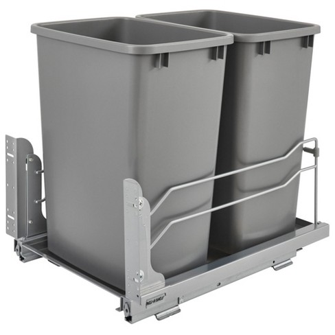 Rev-A-Shelf Double Pull Out Trash Can 35 Qt for Kitchen, Green, RV