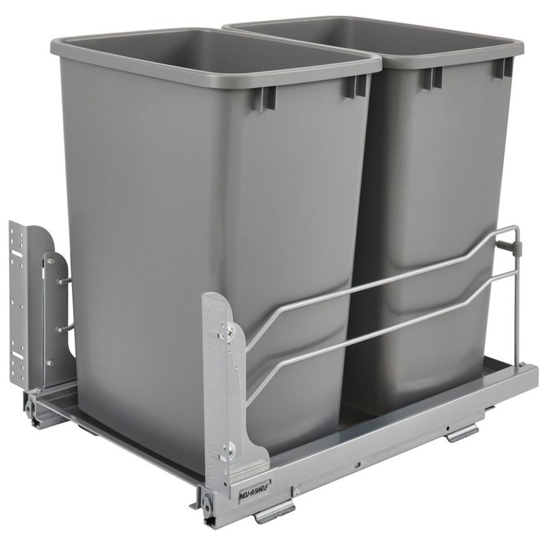 Rev-A-Shelf Double Pull-Out Trash Can for Under Kitchen Cabinets 35 Quart 8.75 Gallon with Soft-Close Slides, 1 of 7