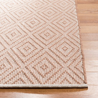 Beige and Ivory Handmade Cotton Flat Woven Area Rug 3' x 5'