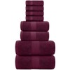 White Classic Luxury 100% Cotton 8 Piece Towel Set - 4x Washcloths, 2x Hand, and 2x Bath Towels - 2 of 4