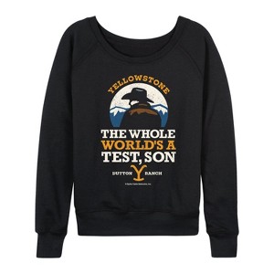 Women's - Yellowstone - The Whole World Test Son Lightweight French Terry Wide Neck Long Sleeve Shirt - 1 of 4