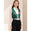 Allegra K Women's Floral Pattern Button Closure Satin Waistcoat Vest - 2 of 4