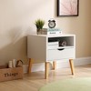IHOMEADORE White Modern End Table with Drawer and Shelf - 2 of 4