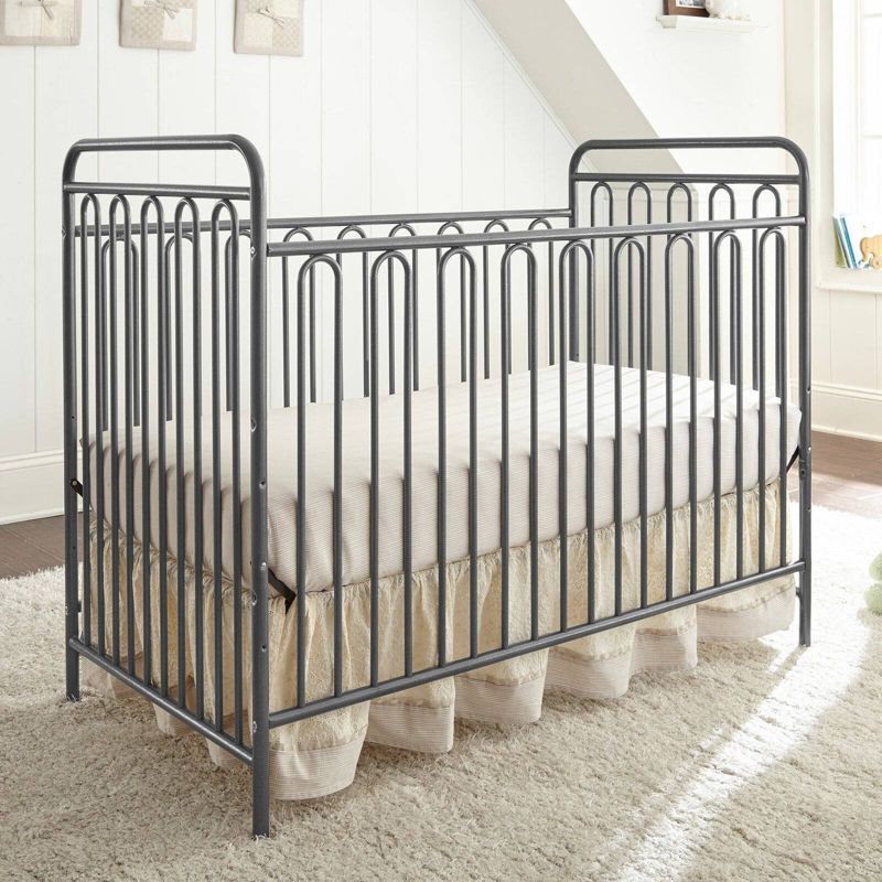L.A. Baby Trinity 3-in-1 Convertible Full Sized Metal Crib - Pebble Gray, 1 of 6