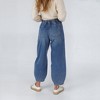 Knit & Lounge Women’s Denim Jogger Pants Drawstring Waist Cargo Pockets Relaxed Fit Elastic Hem Casual Bottoms - 4 of 4