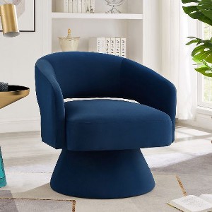 CAVINAS 360 Degree Swivel Chair, Upholstered Velvet Round Accent Chair, Barrel Chair with Open Backrest, Single Chair Armchair for Living Room - 1 of 4