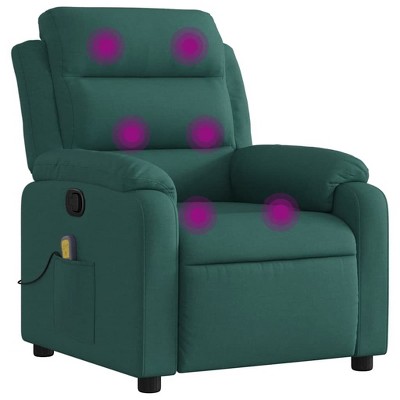 vidaXL Massage Recliner Chair Dark Green Fabric - Manual Push Back With Massage