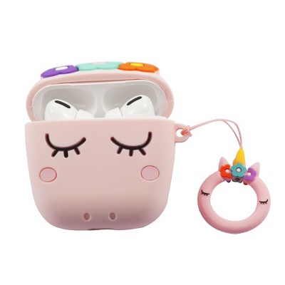 Insten Cute Case Compatible with AirPods Pro - Unicorn Cartoon Silicone Cover with Ring Strap, Pink
