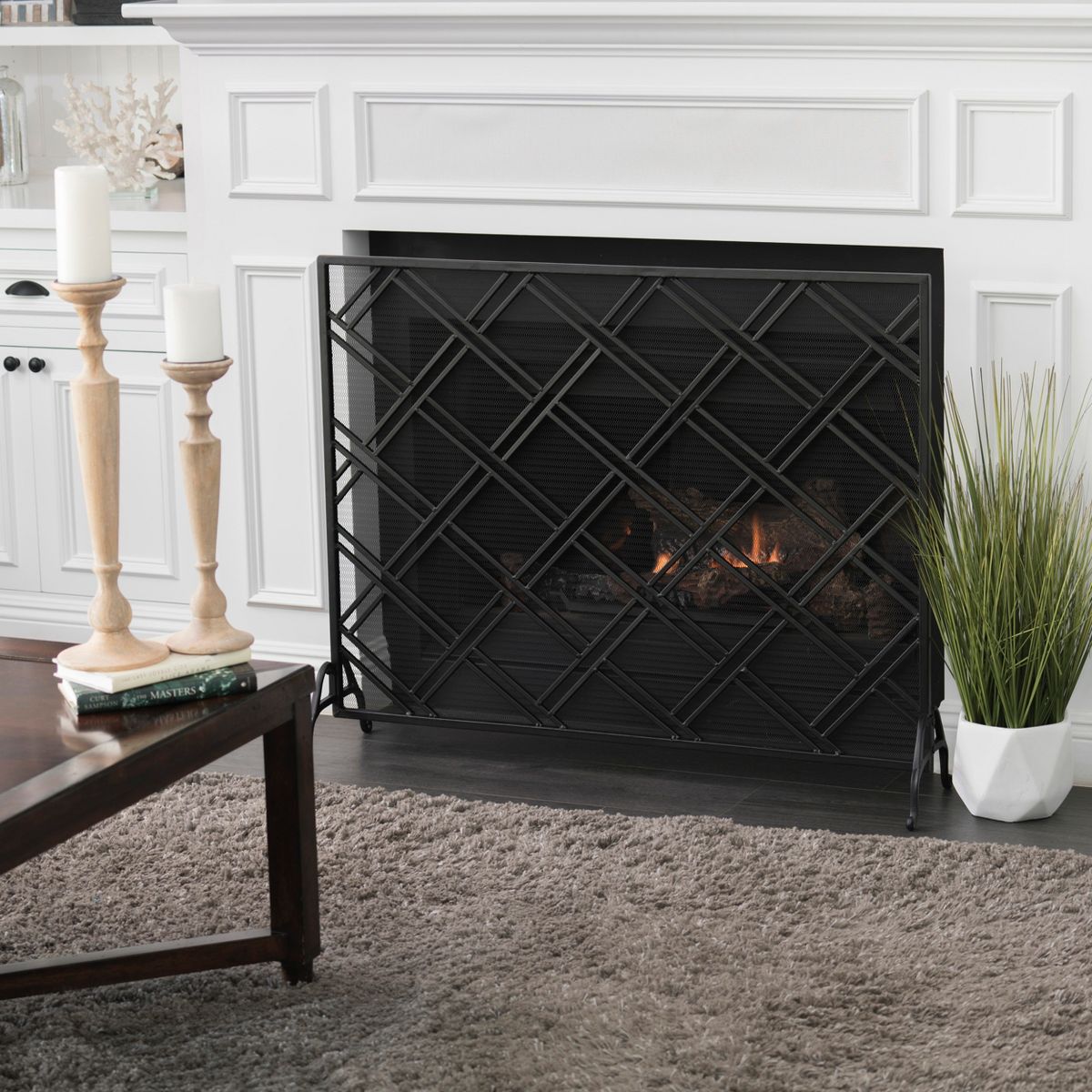 Christopher Knight Home Josette Modern Single Panel Iron Fireplace Screen