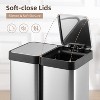 2x6.6 Gallon Dual Trash and Recycling Bin, Fingerprint Resistant Stainless Steel Kitchen Garbage Can with 2 Lids, Soft Close Without Inner Bucket - 3 of 4