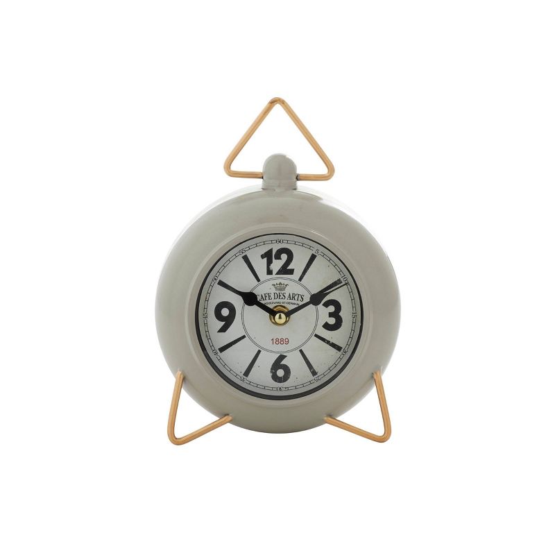 9&#34;x6&#34; Metal Clock with Gold Accents Gray - Olivia &#38; May, 4 of 6