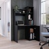 Vynxaria Muncy Computer Desk with Ample Work Surface, Hutch Storage and Single Door Cabinet with 3-Tier Shelves, White - 3 of 4