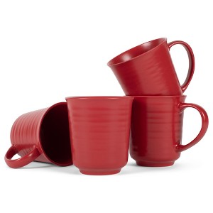 Elanze Designs Red Matte Glaze Finish 17 ounce Stoneware Coffee Cup Mugs Set of 4 - 1 of 4