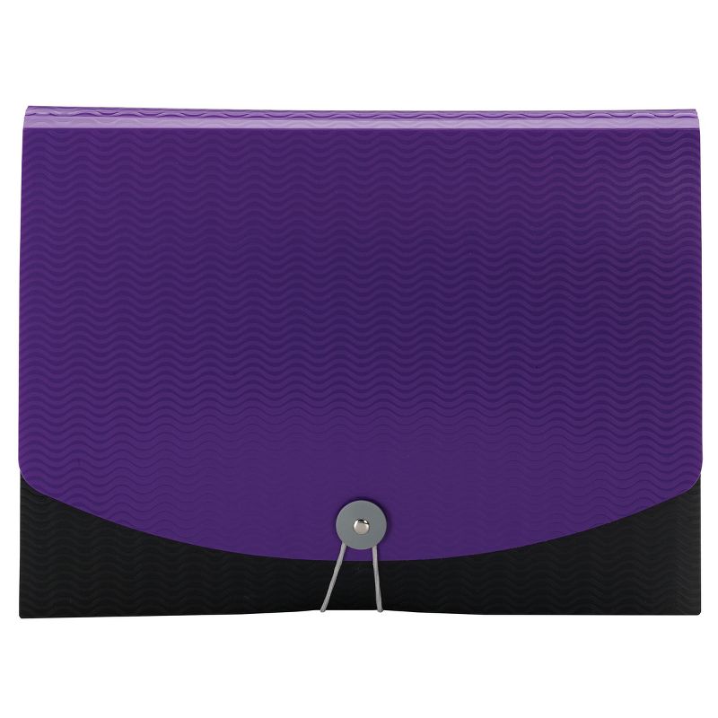 Smead Poly Expanding File, 6 Dividers, Flap and Cord Closure, Letter Size, Wave Pattern Purple/Black (70882), 3 of 6