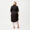 Anna-Kaci Lounge Women's Plus Size Long Robe with Sheer Lace Hem and Sleeve Detailing and Soft Flowing Fabric - 3 of 4