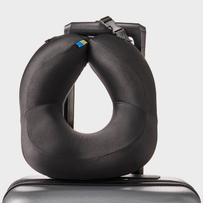 Contoured Memory Foam Neck Pillow - Black: U-Shape Travel Support