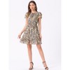 INSPIRE CHIC Women's Ruffle Sleeve Self-Tie V Neck Mini A-Line Floral Dress - 3 of 4