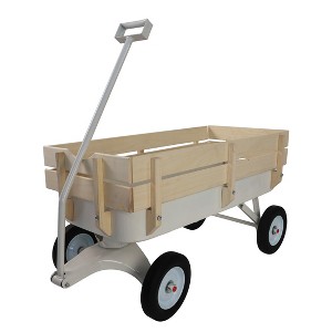 ORRD Outdoor Garden Carriage with Wooden Railings, All-Terrain Solid Tires Utility Wagon - 1 of 4