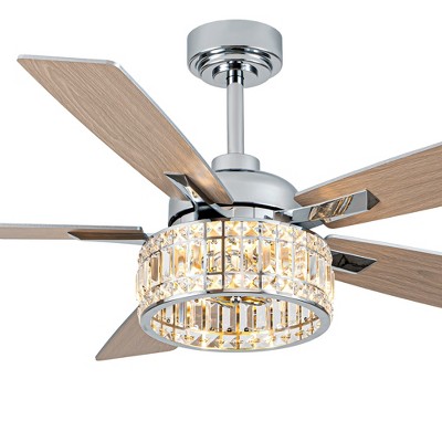 Bella Depot 52" Silver Ceiling Fan with Light Crystal Ceiling Fan