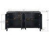 Antique Four Door Cabinet with Carved Flower Handles, Wooden Sideboard Buffet Console for Living Room Kitchen Hallway - 2 of 4