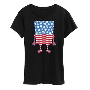 Women's - SpongeBob SquarePants - Silhouette Stars Stripes Short Sleeve Graphic T-Shirt - 1 of 4