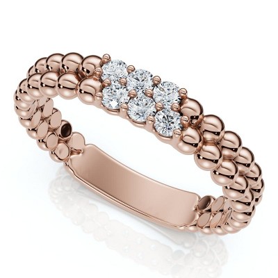 Pompeii3 Two Row Beaded Diamond Stackable Ring 14k Gold or Platinum Lab Created