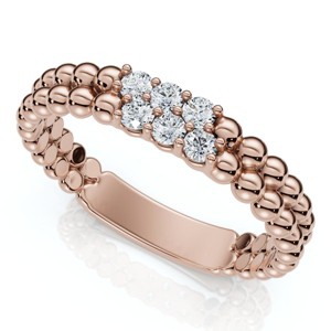 Pompeii3 Two Row Beaded Diamond Stackable Ring 14k Gold or Platinum Lab Created - 1 of 4