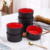 Bruntmor 8 Oz Black & Red Ceramic Ramekin Baking Set Of 6 Christmas Serving Dishes, Black And Red - 3 of 4