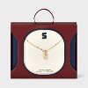14K Gold Dipped Enamel "S" Initial Pendant Necklace - A New Day™ Gold/White - 3 of 4