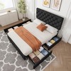 Full Size Bed Frame with 4 Storage Drawers and Headboard, Linen Upholstered Platform Bed Frame - 3 of 4