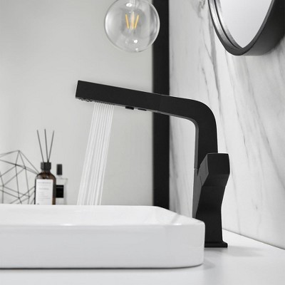 Munora Black Modern Single Hole Bathroom Sink Faucet, Dual Function Pull-Out Spray Faucet, Solid Brass Construction