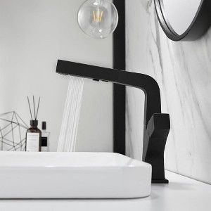 Munora Black Modern Single Hole Bathroom Sink Faucet, Dual Function Pull-Out Spray Faucet, Solid Brass Construction - 1 of 4