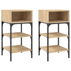 CLIHOME Set of 2 Nightstands End Table Storage Display Bedroom Furniture Drawer Shelf Bedside Tables - 1 of 4