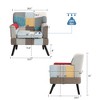Vynxaria Colorful Splicing Cloth Accent Chair, Solid Wood Frame (250lbs Capacity), Easy Assembly for Living Room/Bedroom/Study - 3 of 4