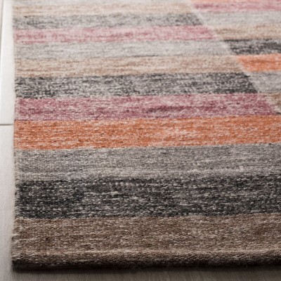 Rustic Chic 4' x 6' Rust Stripe Wool-Cotton Kilim Area Rug