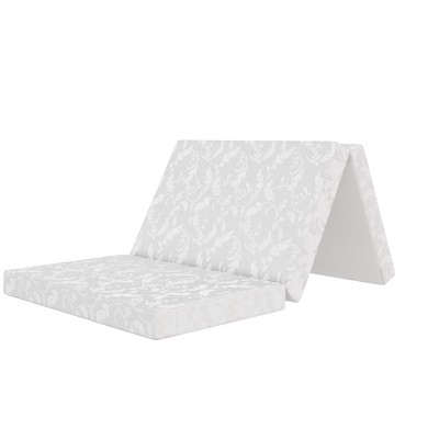 Twin White Floral 4-Inch Tri-Fold Innerspring Mattress