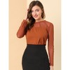 INSPIRE CHIC Women's Elegant Lace Sleeve Scalloped Trim Summer Casual Chiffon Blouse - 2 of 4